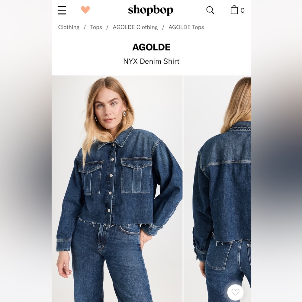 Agolde 'Nyx Denim Shirt' size medium never worn